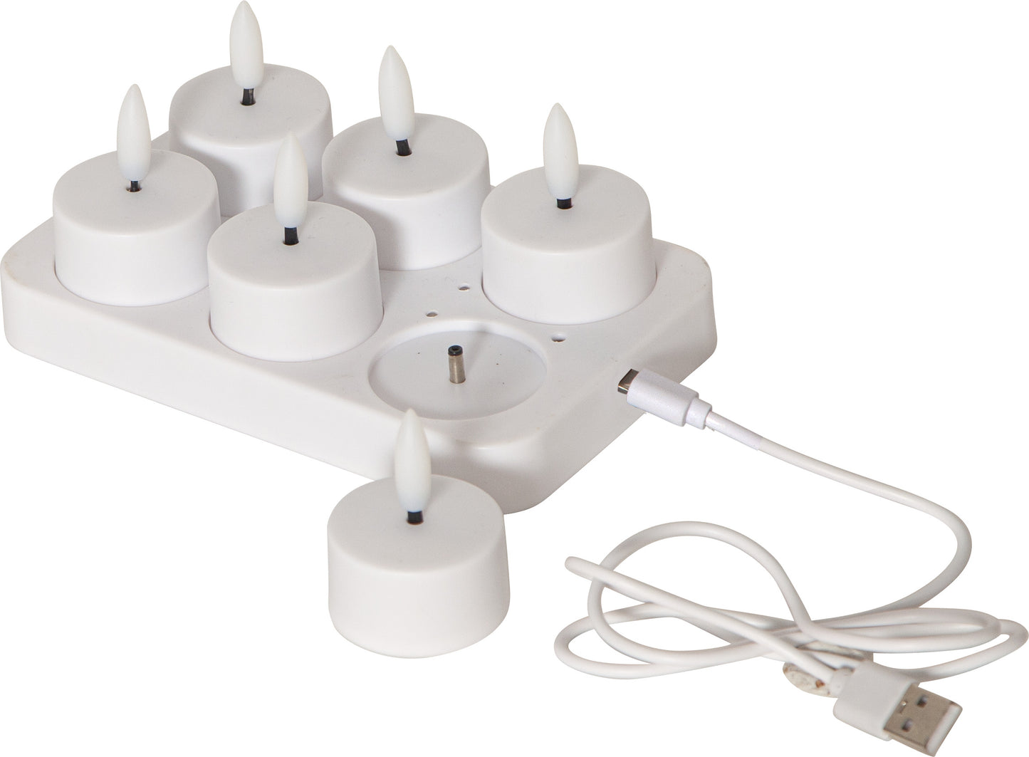 Star Trading - Paquete de 6 Candelitas LED Chargeme - 7cm - Blanco