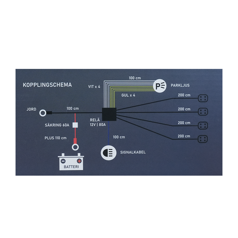 Luxtar Juego de cables de relé DT-4 X4 12V 80A Relé