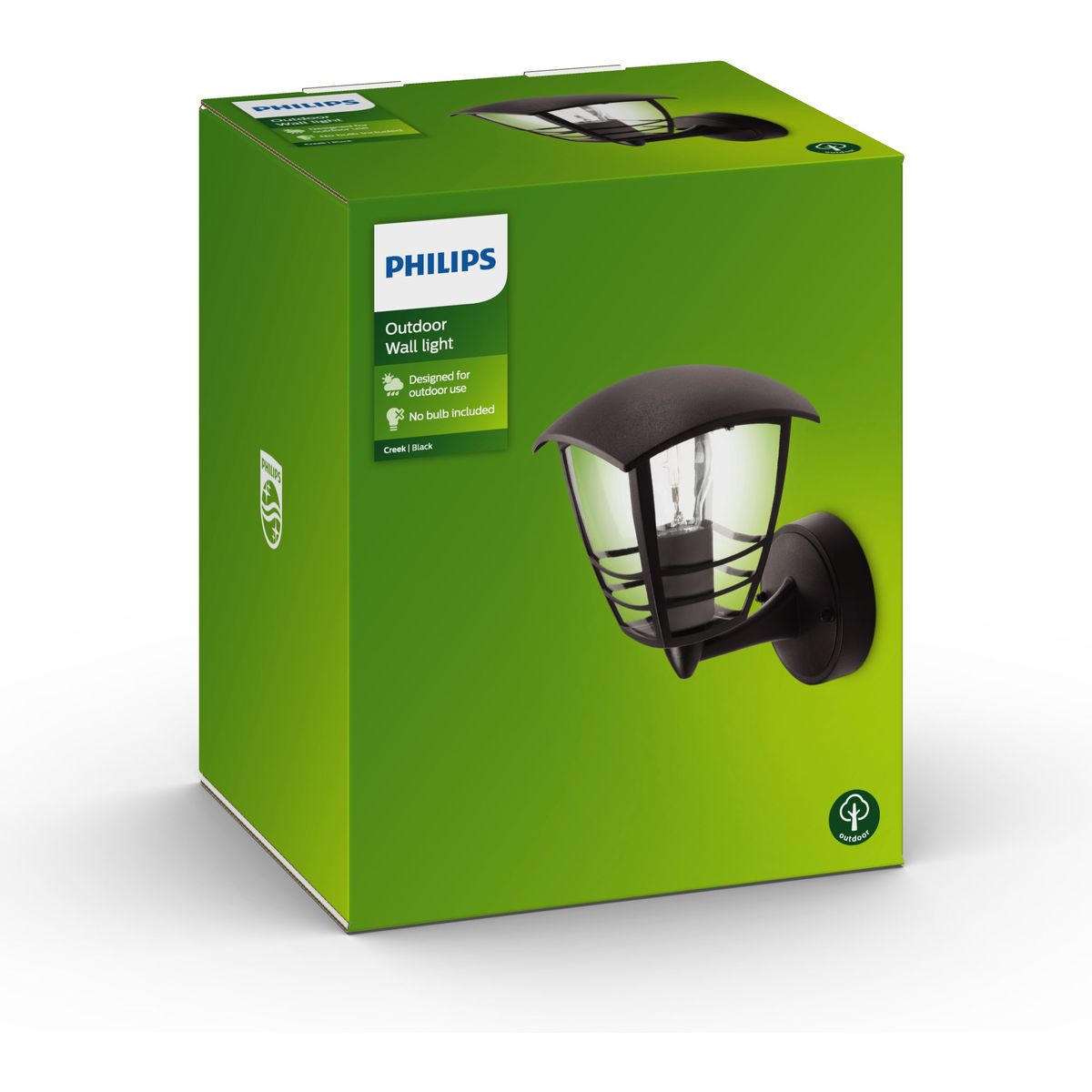 Philips - Farol de pared Creek negro 1x60W 230V arriba
