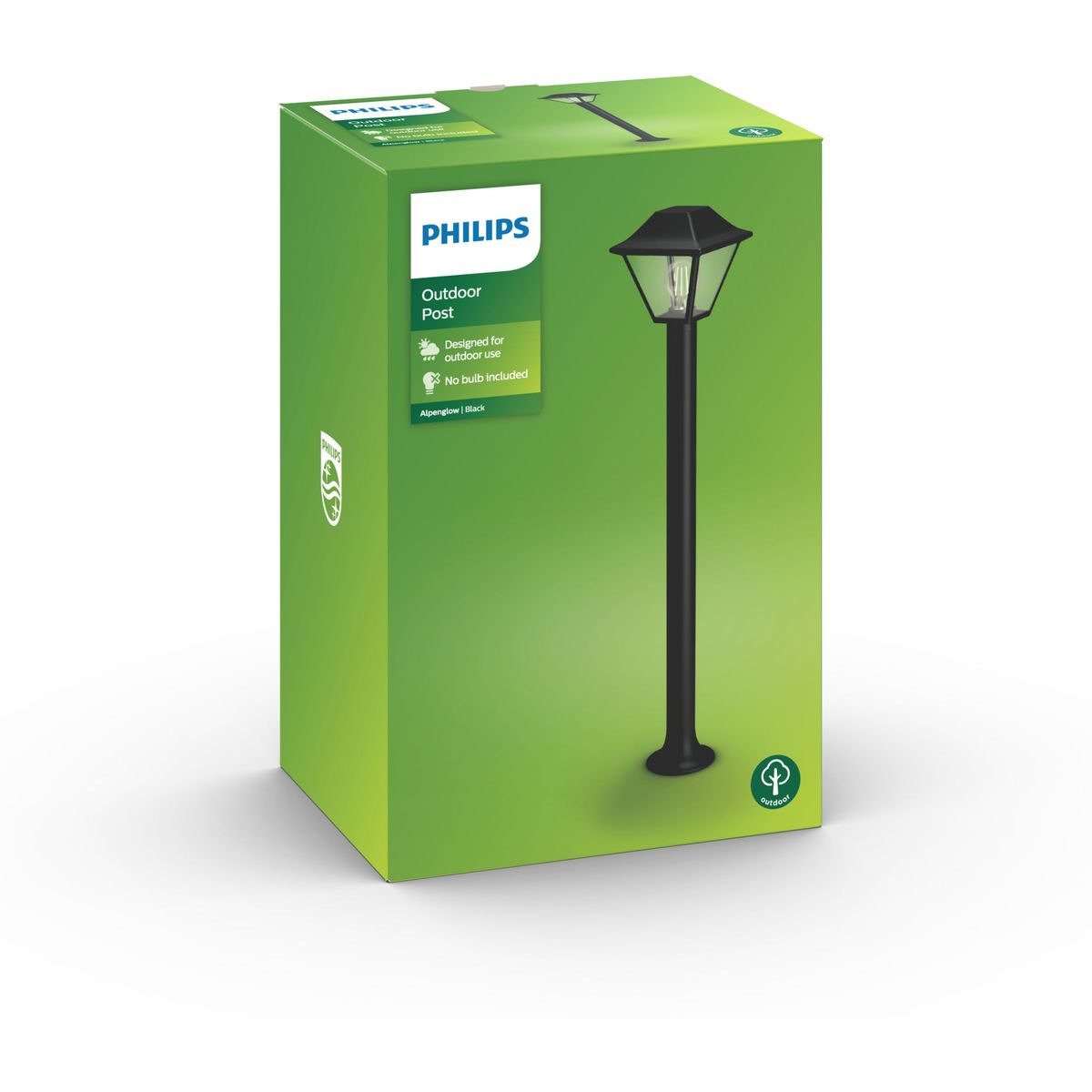 Philips - Poste Alpenglow negro 1x60W 230V