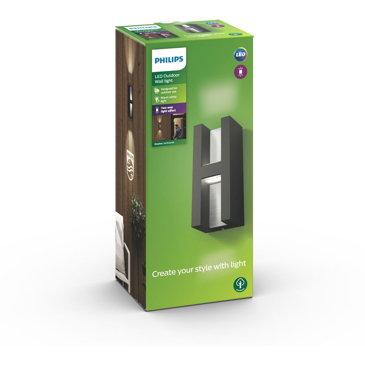 Philips - Shadow wall lantern anthracite 2x4.5W
