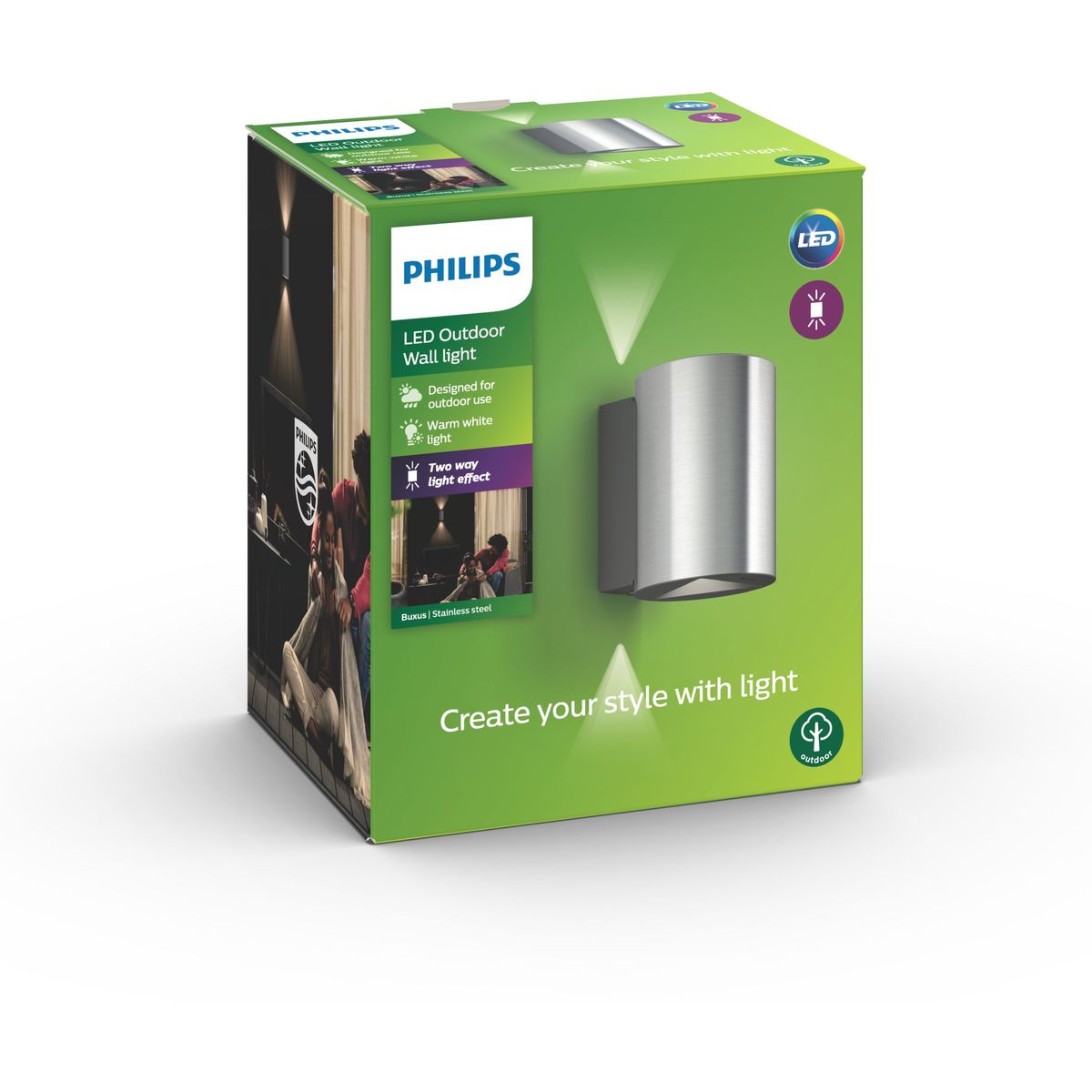 Philips - Buxus Aplique de pared inox 2x4,5W SELV