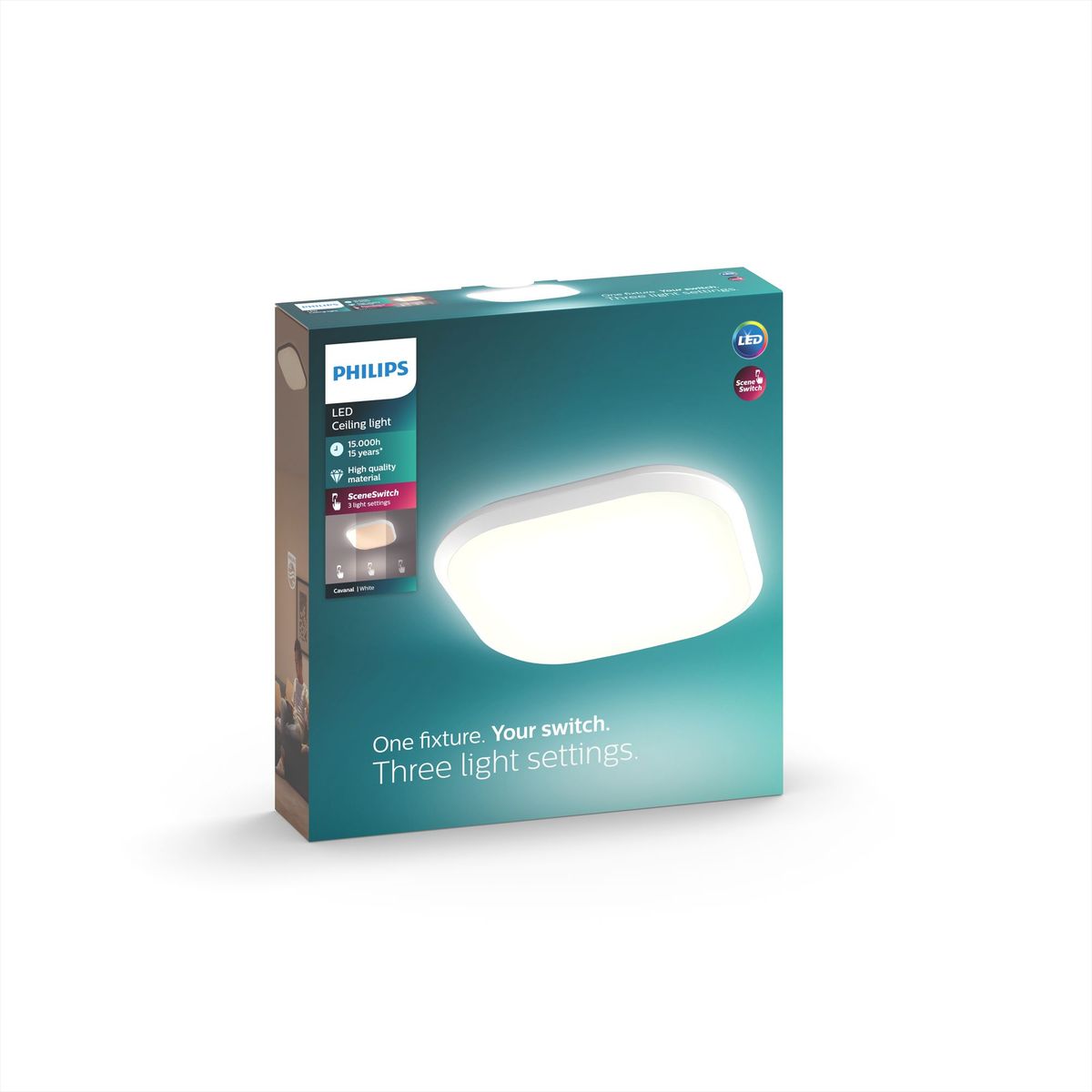 Philips - CAVANAL 27K SQ ceiling lamp white 1x18W