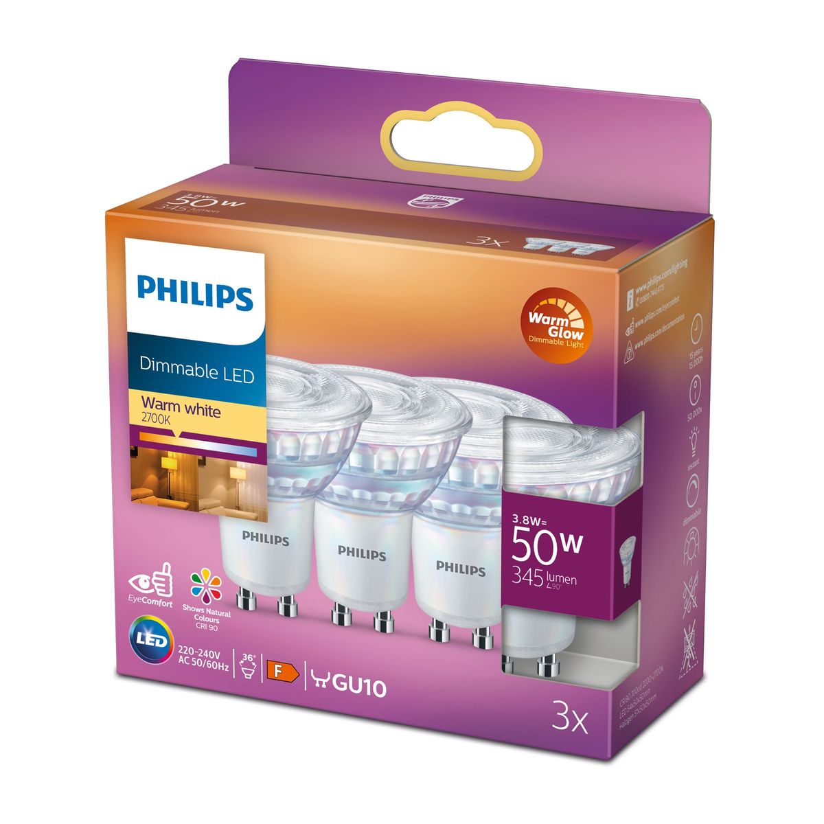 Philips - LED CLA 50W GU10 C90 WW 36D WGD 3SRT6