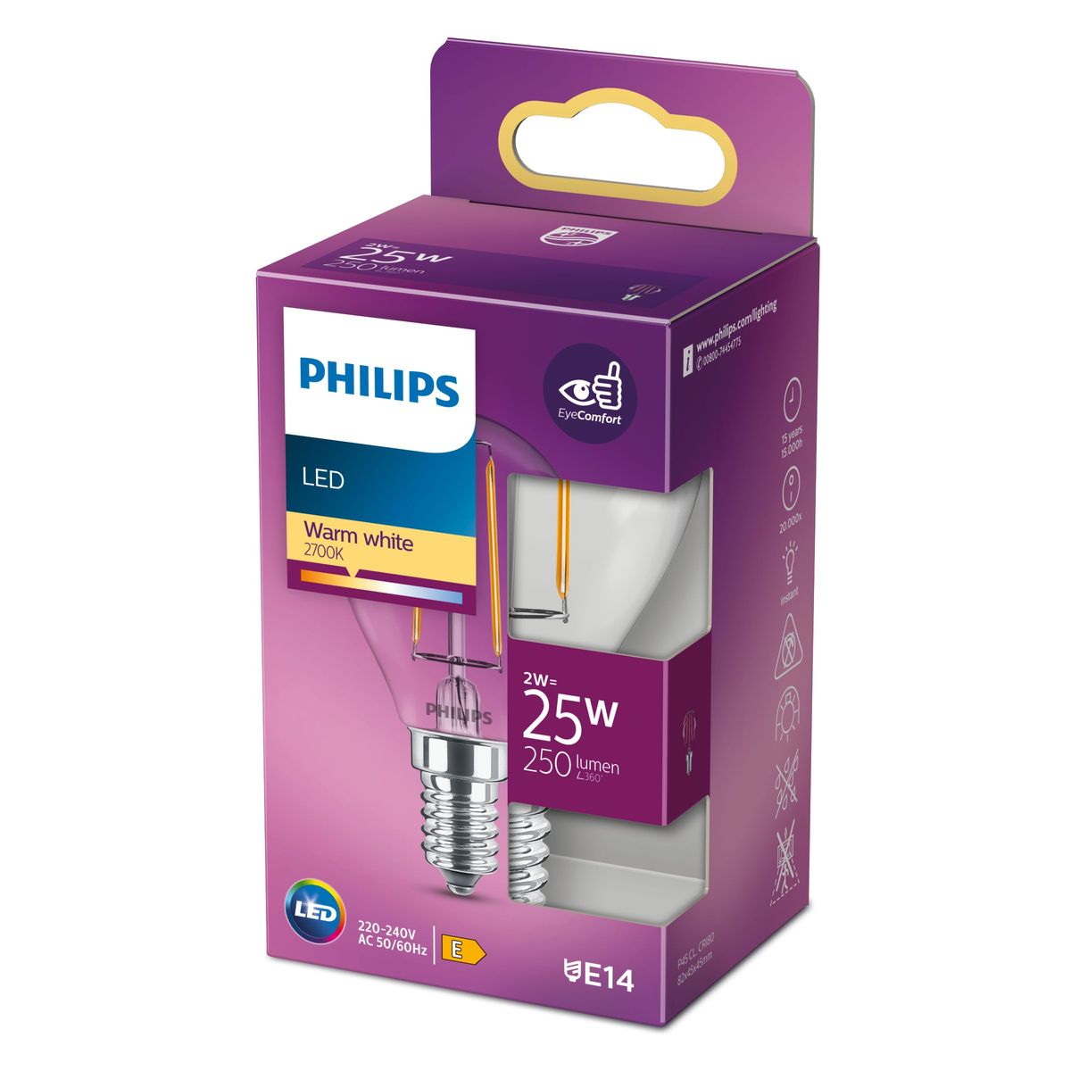 Philips - LED classic 25W P45 E14 WW CL ND RFSRT4