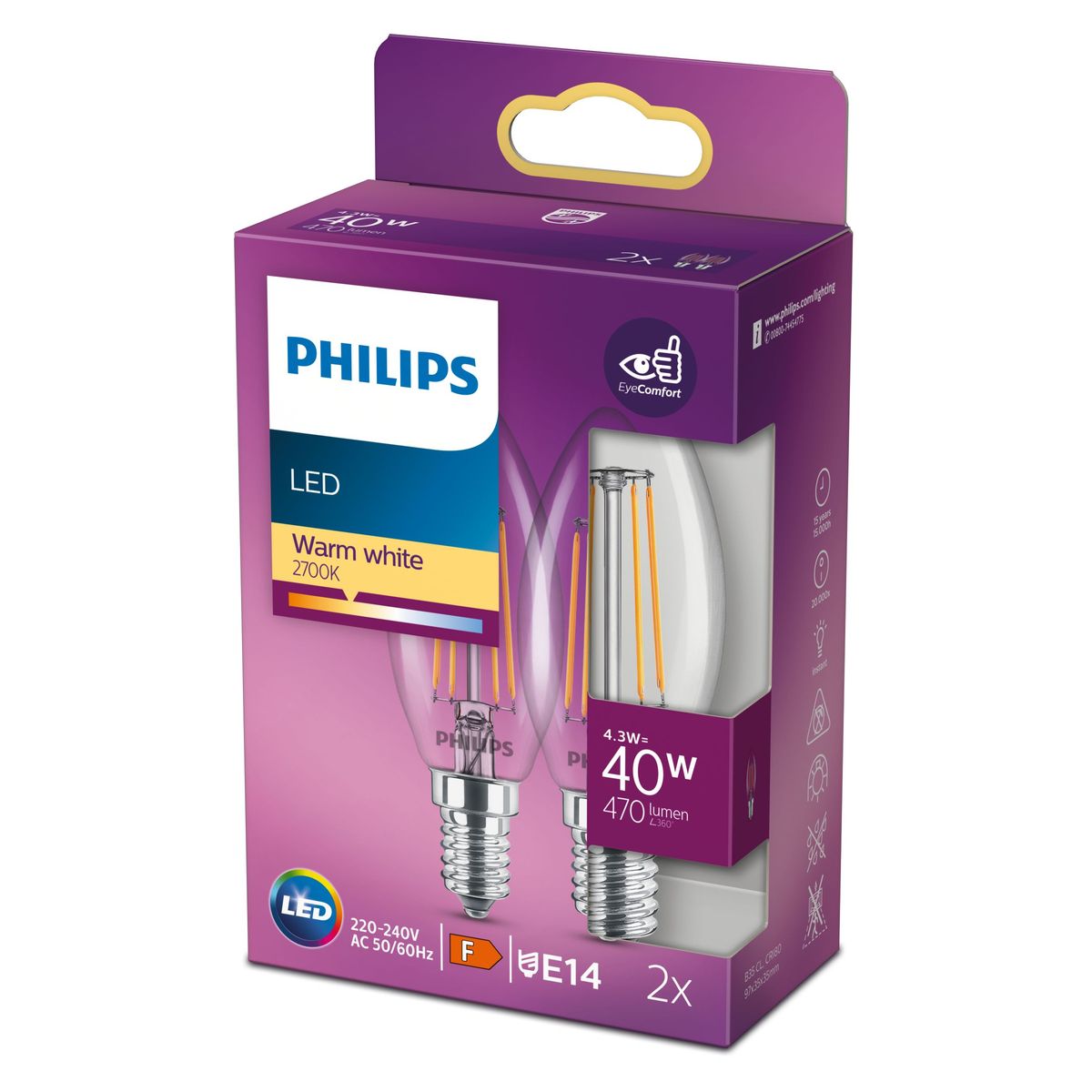 Philips - LED classic 40W B35 E14 WW CL NDRF2SRT6