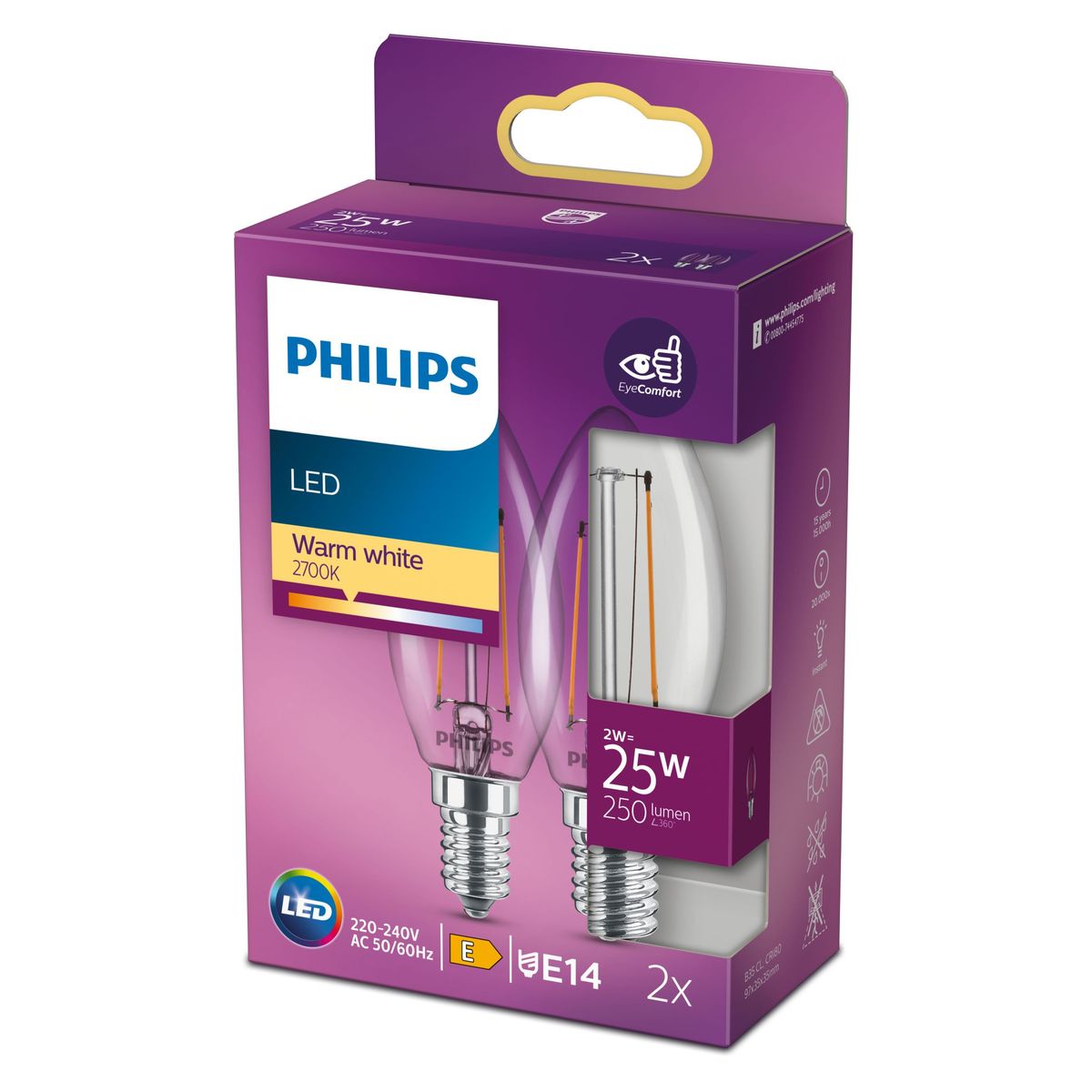 Philips - LED classic 25W B35 E14 WW CL ND 2SRT6
