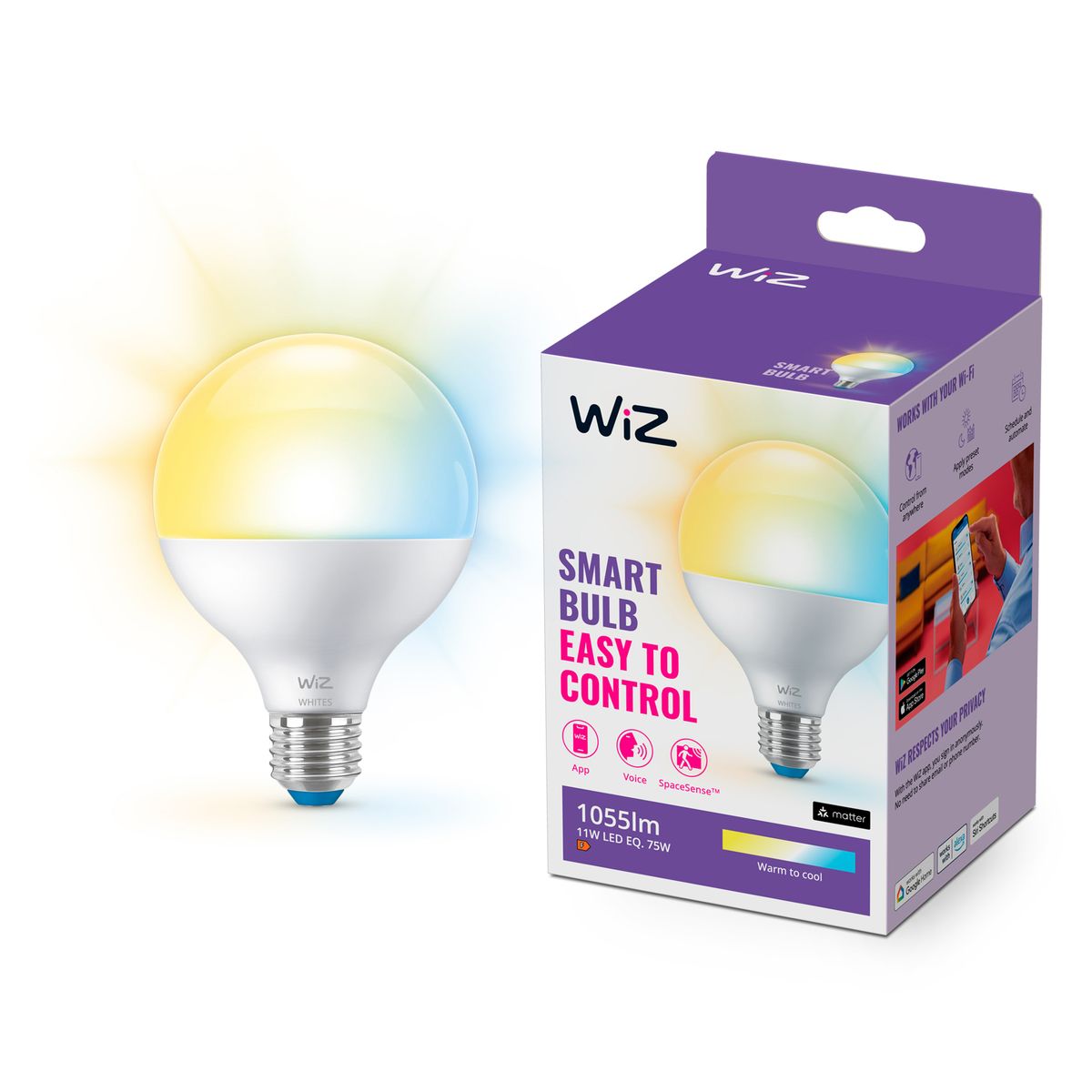 Philips - Wifi BLE 75W G95 E27 827-65 TW 1PF/6