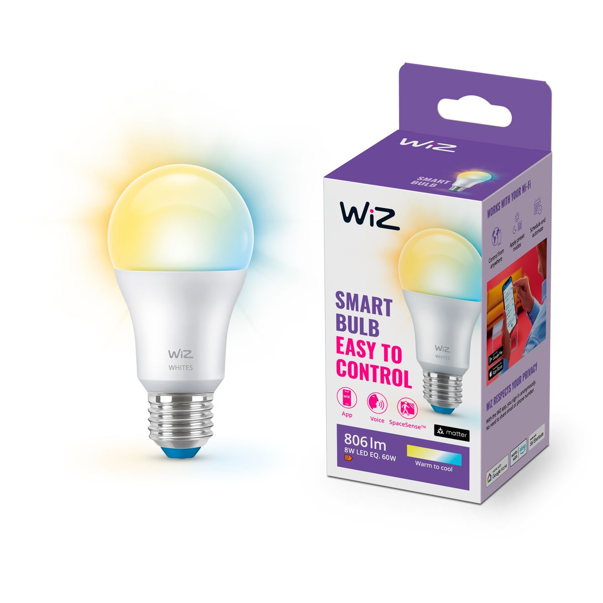 Philips - Wifi BLE 60W A60 E27 827-65 TW 1PF/6