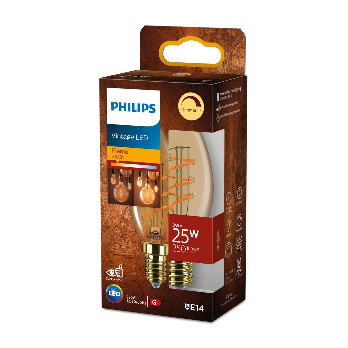 Philips - LED B35 25W 2200K E14 Amber Sp DIM 1PF