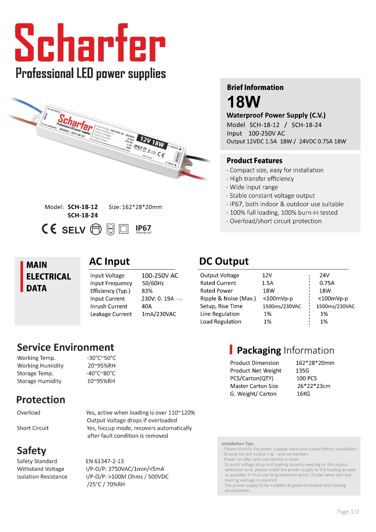 Transformador de 230 V CA a 12 V CC 18 W