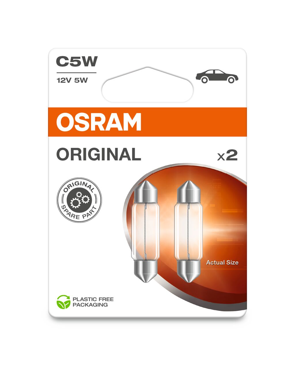 OSRAM ORIGINAL FESTOON - 5W - 12V - 36mm Bombilla Extra - 2-PACK