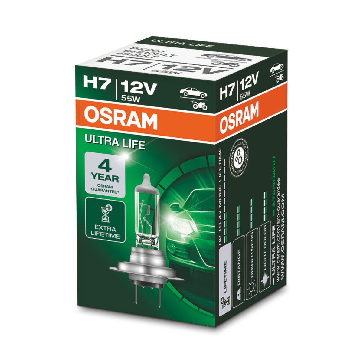 OSRAM ULTRA LIFE - Lámpara de faro halógena H7 - Caja plegable