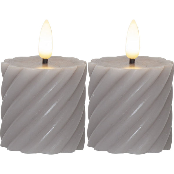 Star Trading - Bloque de luz LED Flamme Swirl - Gris - 7,5 - Paquete de 2