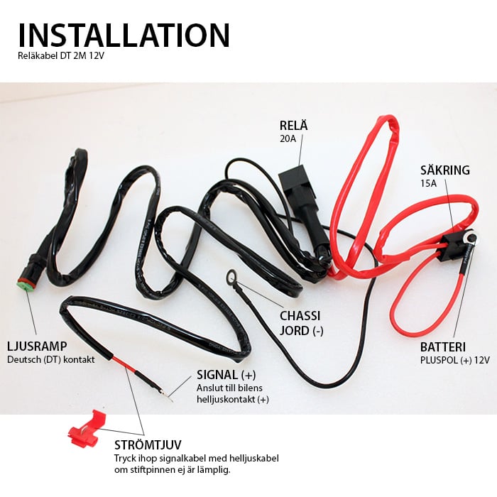 Juego de cables de relé 3 piezas Extra ligero 12V|DT 60A