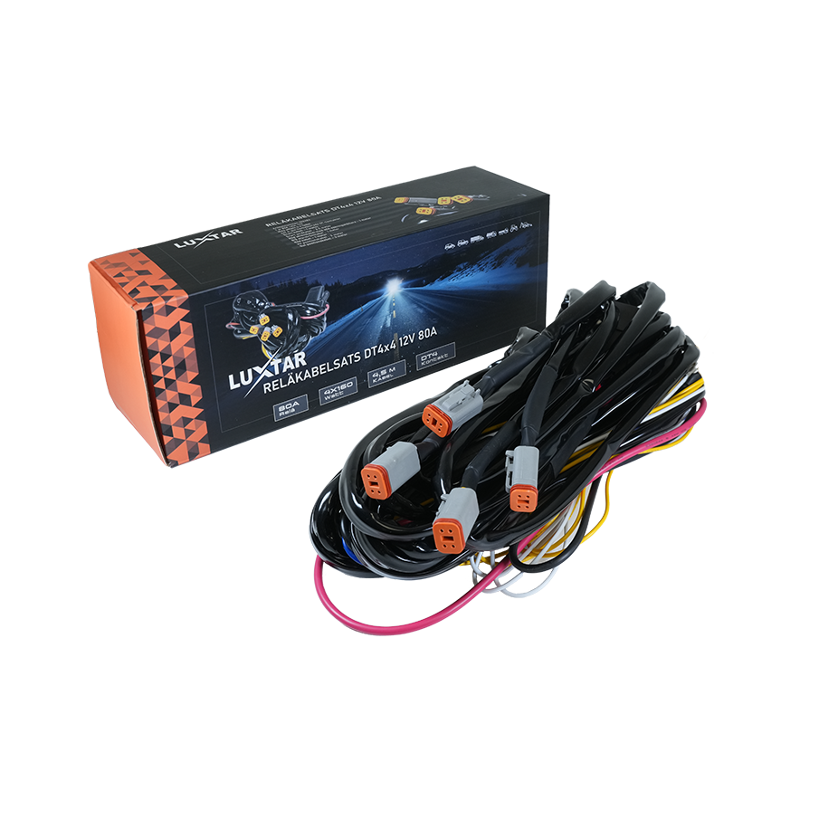 Luxtar Juego de cables de relé DT-4 X4 12V 80A Relé