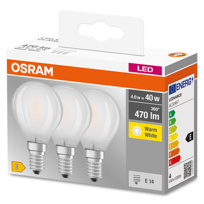 OSRAM LED-LAMPA RUND MATT (40) E14 3-pack