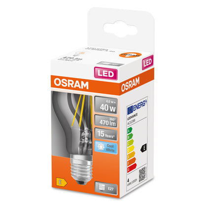 OSRAM LED-LAMPA RUND KLAR (40) E27 KALLVIT