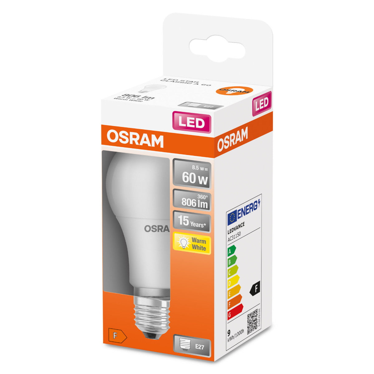 OSRAM LED-LAMPA RUND MATT (60) E27 VARMVIT