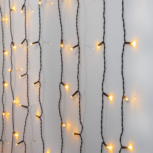 Star Trading - Cortina de luz Dorado Blanco Cálido - LED - 120 fuentes de luz - 130cm