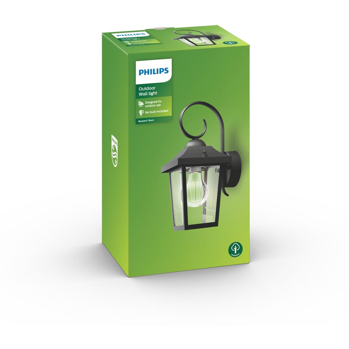 Philips - Farol de pared Buzzard negro 1x60W 230V