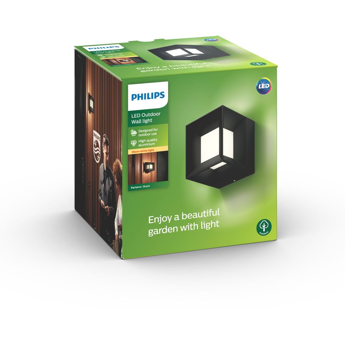 Philips - Aplique Parterre negro 1x8W 230V