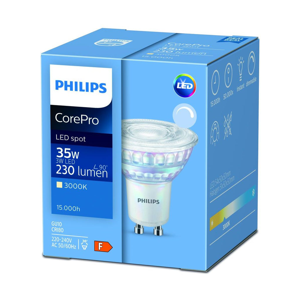 Philips - Foco LED CorePro 4-35W GU10 830 36D DIM