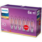 Philips - LED clásico 40W B35 E14 WW CL ND 6CT/4