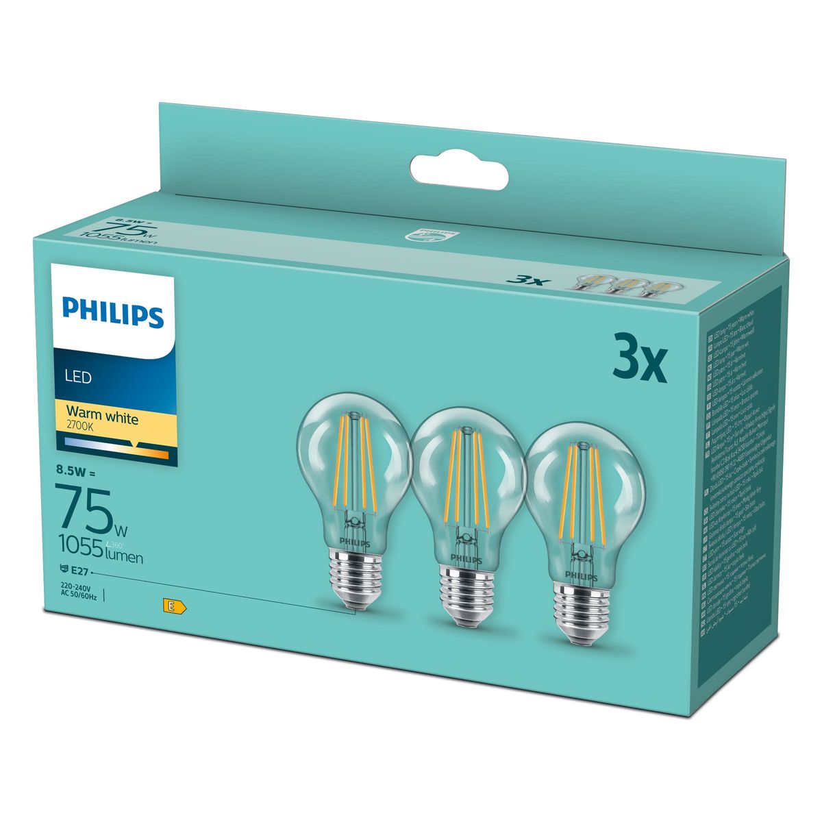 Philips - LED clásico 75W A60 E27 WW CLND3PF/6DISC