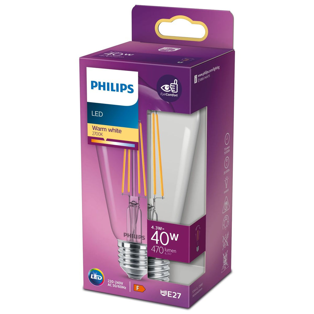 Philips - LED clásico 40W ST64 E27 WW CL ND SRT4