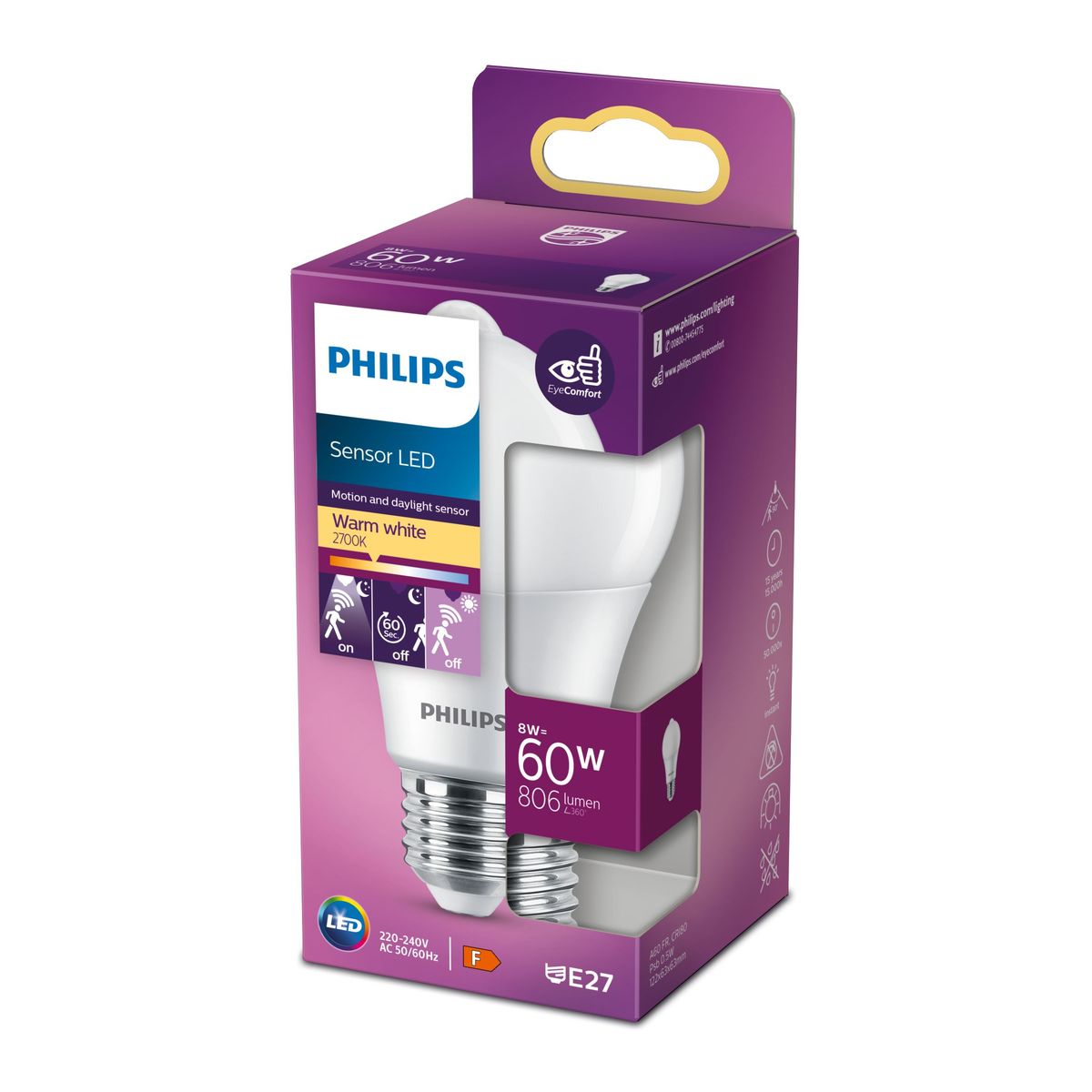 Philips - Sensor LED 60W A60 E27 WW FR ND 1SRT4