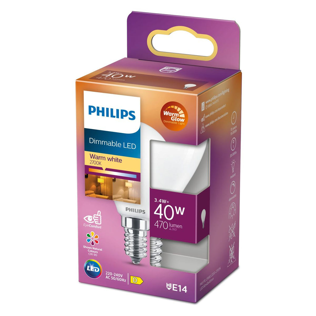 Philips - LED clásico 40W P45 E14 FR WGD90 SRT4