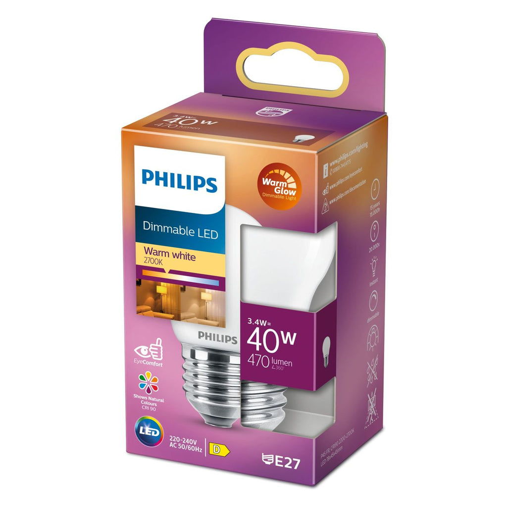 Philips - LED clásico 40W P45 E27 WGD90 FR SRT4