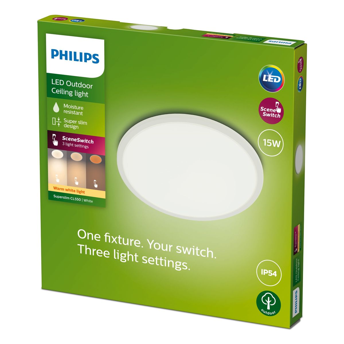 Philips - Techo SuperSlim SSW 15W 27K Blanco IP54