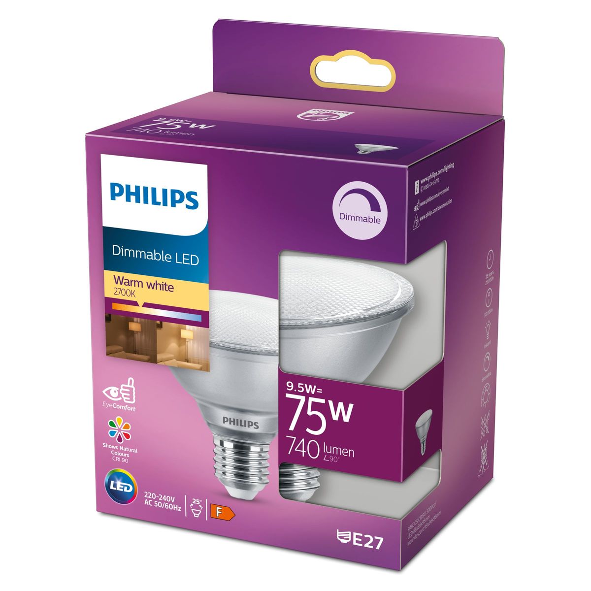 Philips - LED Clásico 75W PAR30S WW 25D D 1PF/4