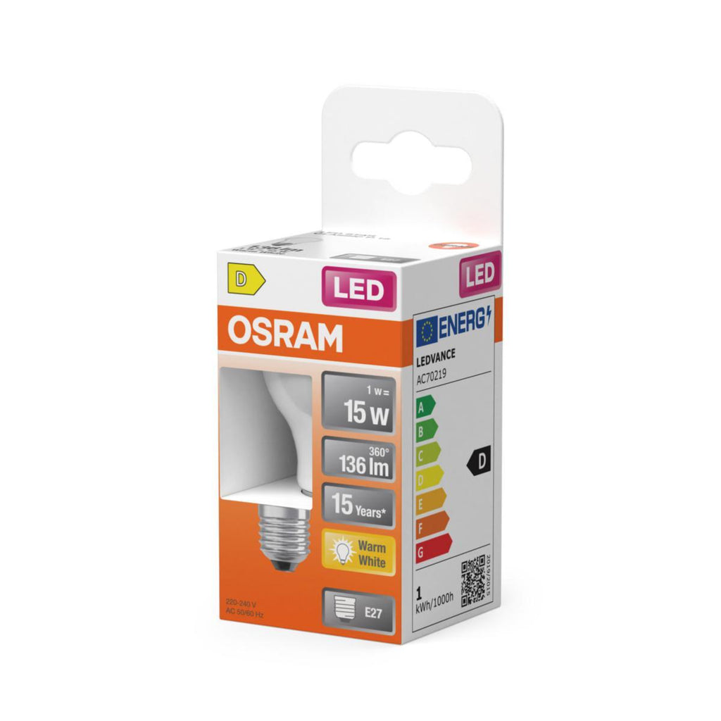 Lámparas LED redondas mate OSRAM (15) E27 blanco cálido | 1W