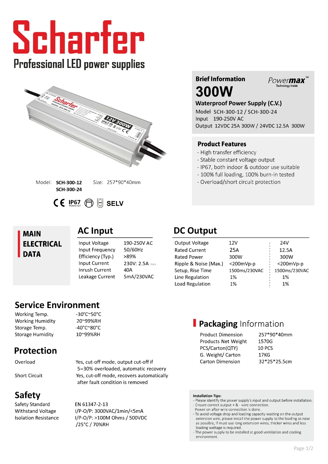 Transformador de 230 V CA a 24 V CC 300 W