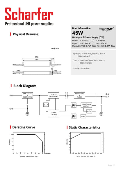 Transformador de 230 V CA a 24 V CC 45 W