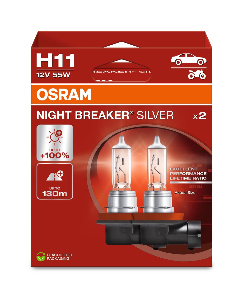 Caja Dúo OSRAM NIGHT BREAKER® SILVER H11