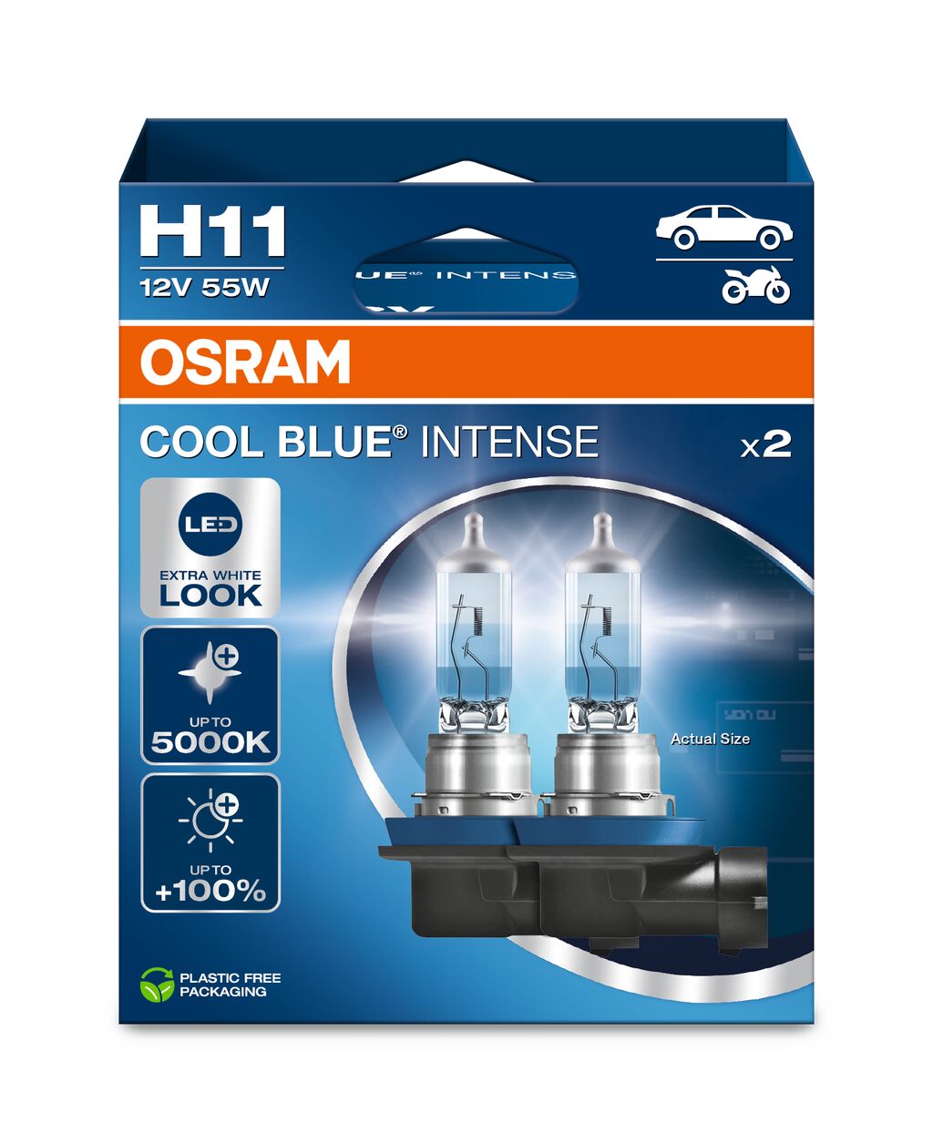 OSRAM - Bombilla halógena para faros delanteros H11 - PAQUETE DE 2