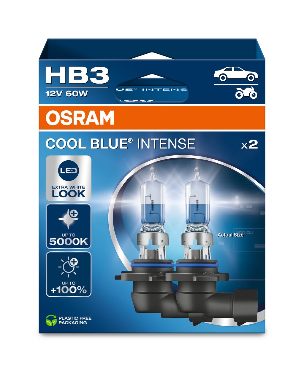 OSRAM - Bombilla halógena para faros delanteros HB3 - PAQUETE DE 2