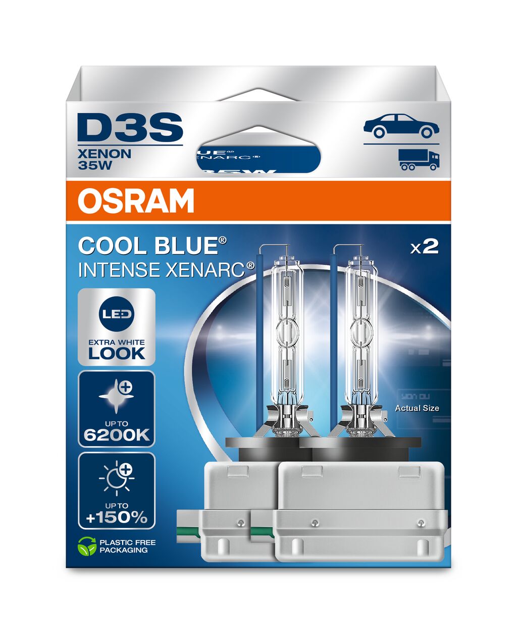 OSRAM XENARC COOL BLUE INTENSE - Bombilla para faros delanteros HID D3S - PAQUETE DE 2