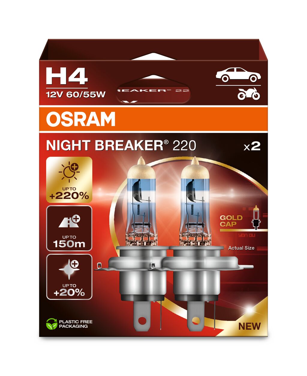 OSRAM NIGHT BREAKER 220 - H4 - paquete de 2