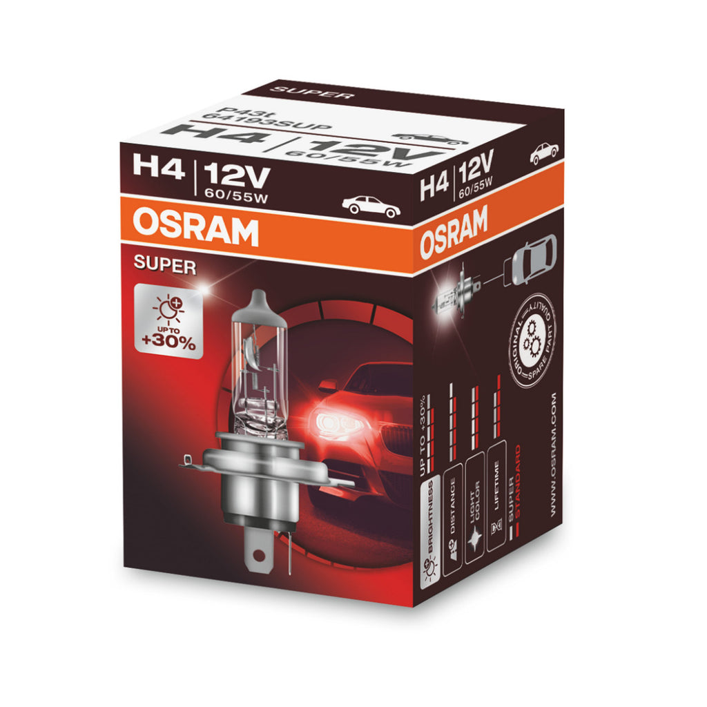OSRAM SUPER - Bombilla halógena para faros delanteros H4