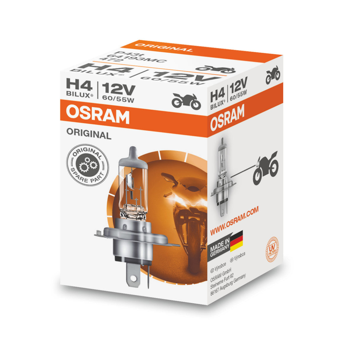 OSRAM ORIGINAL LINE - H4 - 12 V - 6055 W - Bombilla halógena para faro - Caja plegable