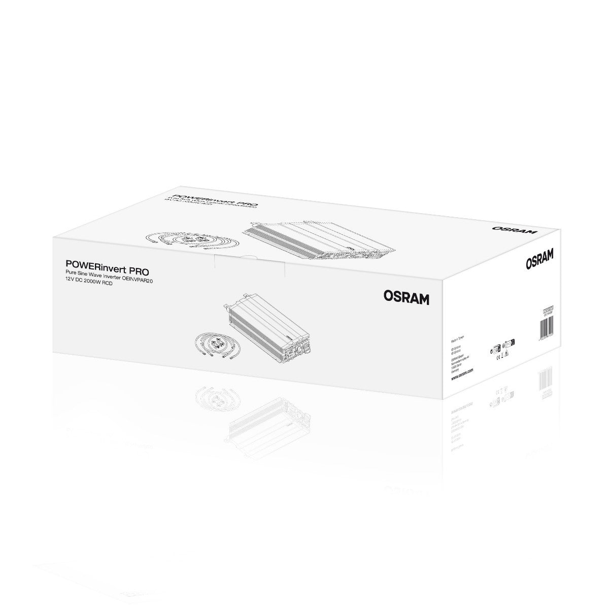 OSRAM Inversor de onda sinusoidal pura 12V DC 2000W RCD