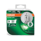 OSRAM ULTRA LIFE - Bombilla de faro halógena H4 - Caja Duo