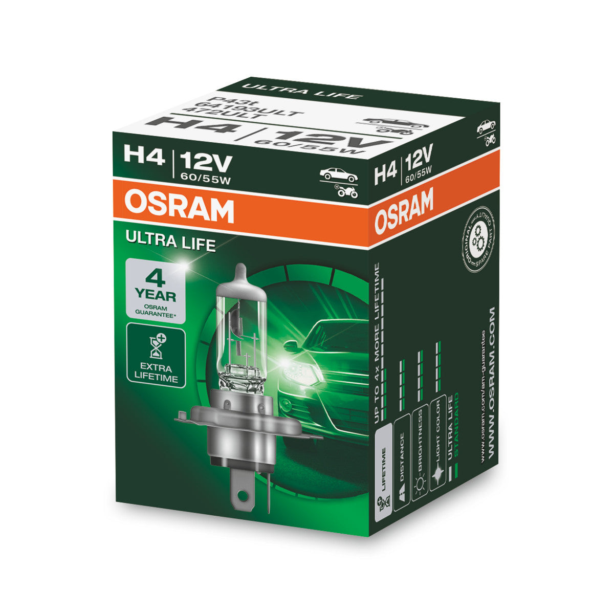 OSRAM ULTRA LIFE - Proyector halógeno H4 - Caja plegable