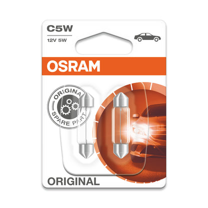 OSRAM ORIGINAL FESTOON - 5W - 12V - 36mm Bombilla Extra - 2-PACK