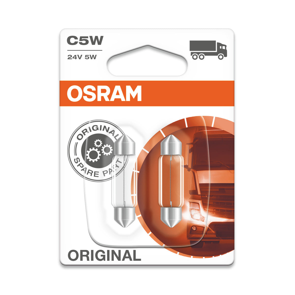 OSRAM ORIGINAL FESTOON - 5W - 24V - 36mm Bombilla Extra - 2-PACK